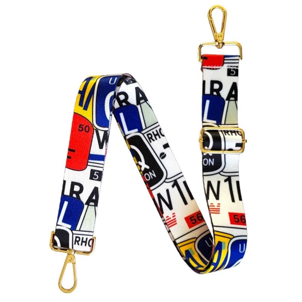 NWT Adjustable Crossbody Strap License Plate Print with gold hardware - Picture 4 of 4
